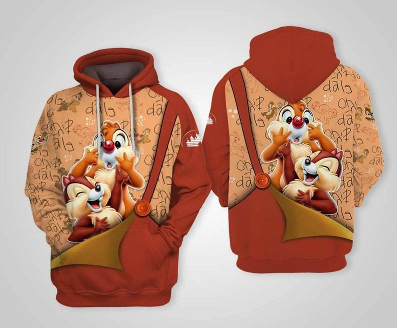 Cartoon Characters Fan Gift, Funny Chip & Dale All Over Print Hoodie