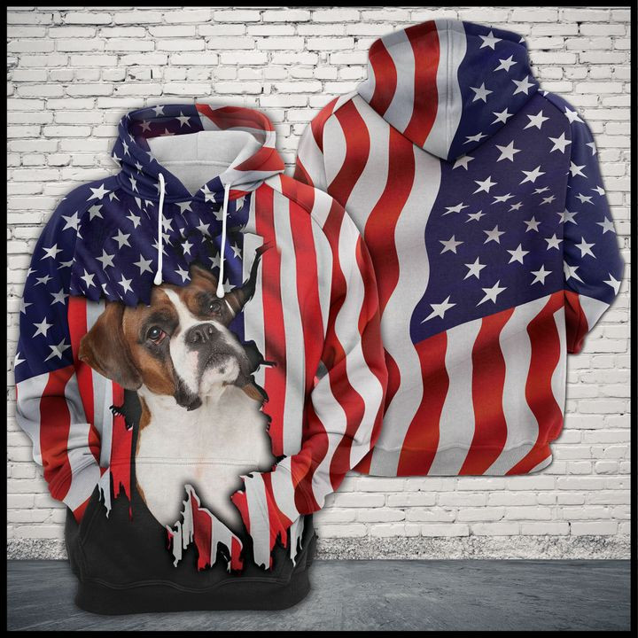 Boxer Usa Flag Scratch 3D All Over Print Hoodie & Zip Hoodie