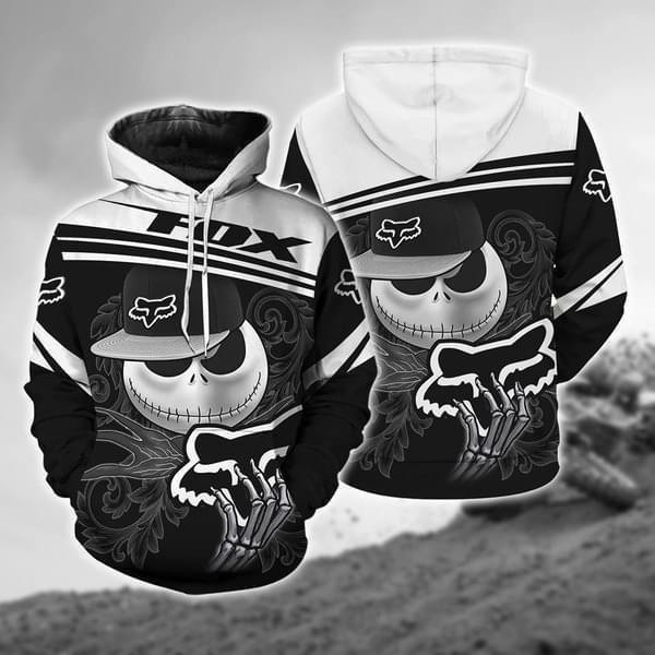 Jack Skellington Love Fox Racing Dirt Bike Motorcross 3D All Over Print Hoodie & Zip Hoodie