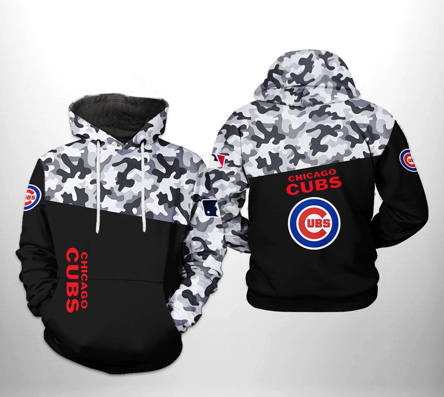 Chicago Cubs MLB Camo Veteran 3D All Over Print Hoodie & Zip Hoodie
