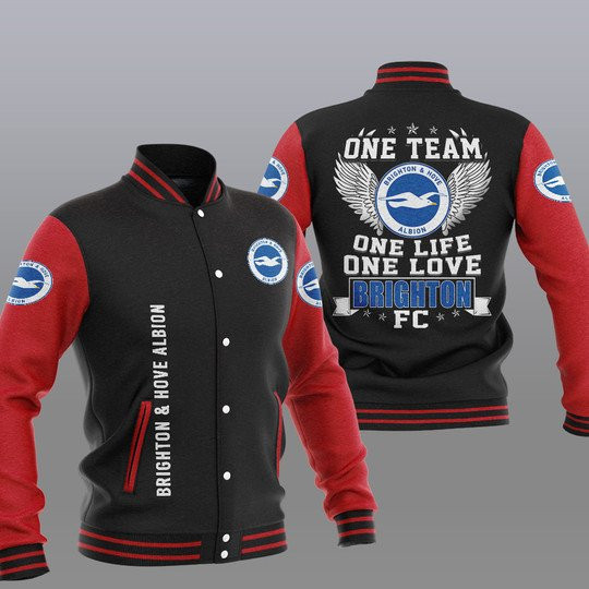 Brighton & Hove Albion FC Black Red One Team Baseball Jacket
