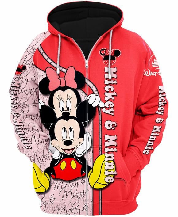 Mickey And Minnie Couple Love 3d Hoodie Zip Hoodie