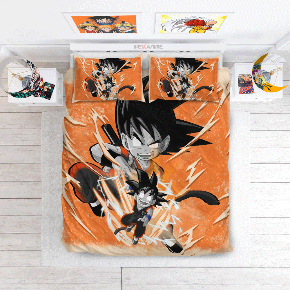 Dragon Ball Bedding Set Goku Kid Fighting Pose Duvet Covers