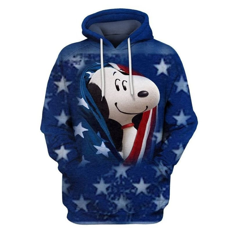 Snoopy Flag Of The United States Of America Over Print 3d Hoodie Zip Hoodie 2