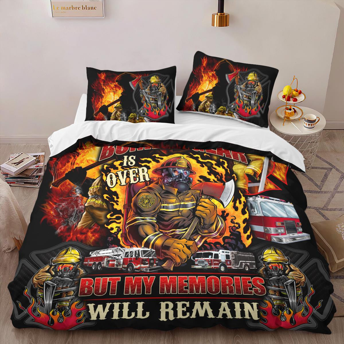 Firefighter Bedding Set My Memories Will Remain Duvet Covers Yellow