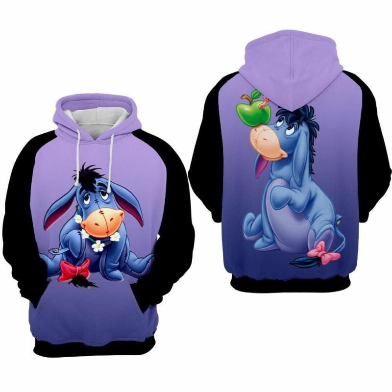 Eeyore And Apple Winnie The Pooh Over Print 3d Hoodie Zip Hoodie