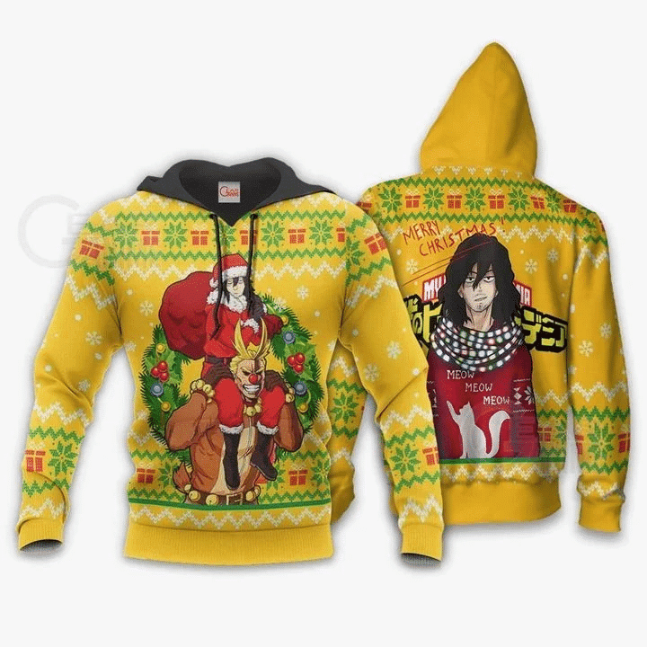 Shota Aizawa And All Might Ugly Christmas Mha 3d Hoodie Zip Hoodie