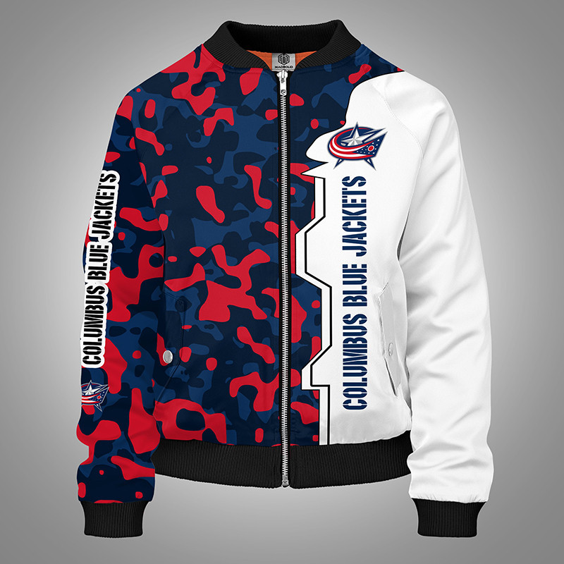 Columbus Blue Jackets Camo Bomber Jacket