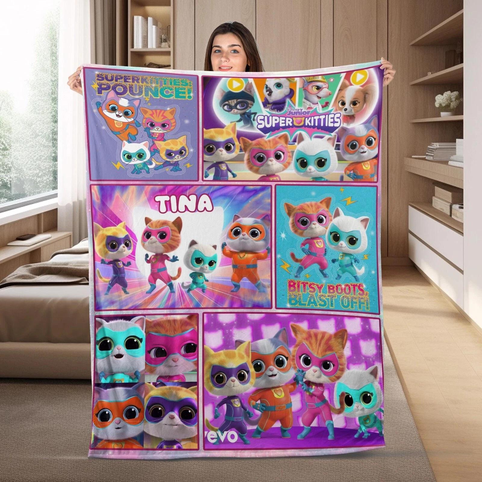 Personalized Junior SuperKitties Fleece Sherpa Blanket