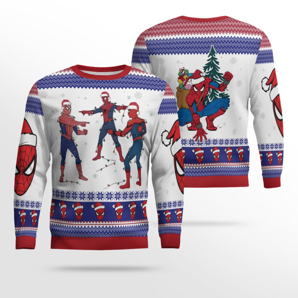Meme Spiderman Santa Hat Ugly Christmas Sweater
