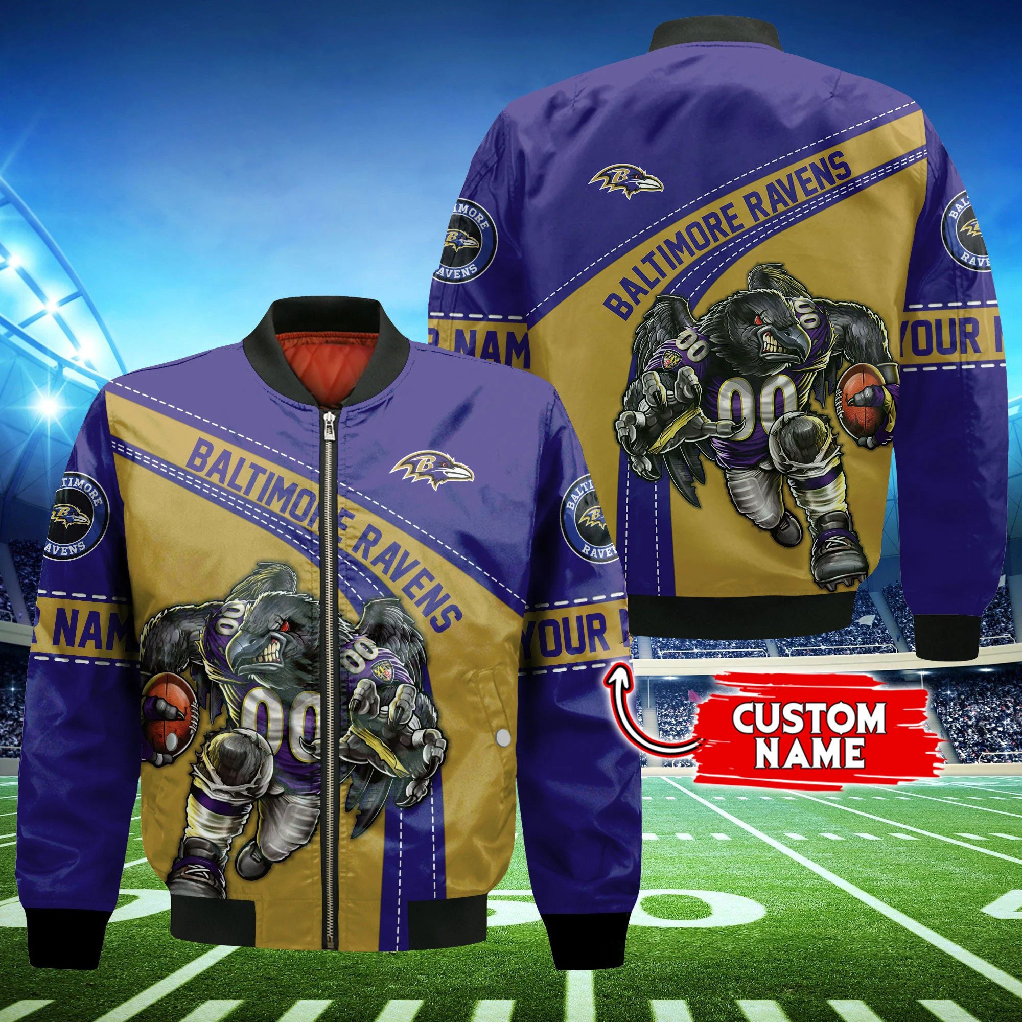 Baltimore Ravens Personalized Thick Bomber Jacket CS110