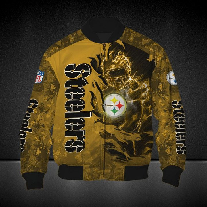 Pittsburgh Steelers Dark Golden Camo Bomber Jacket