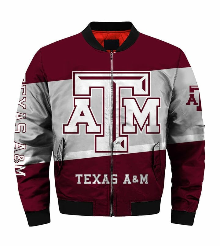 Texas A&M Aggies Maroon Grey Bomber Jacket