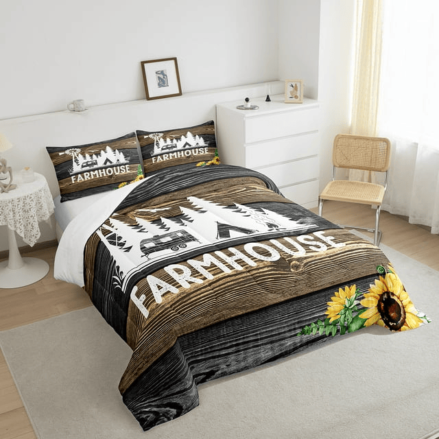 Farmer Bedding Set Old Barn Door Farmhouse Duvet Covers