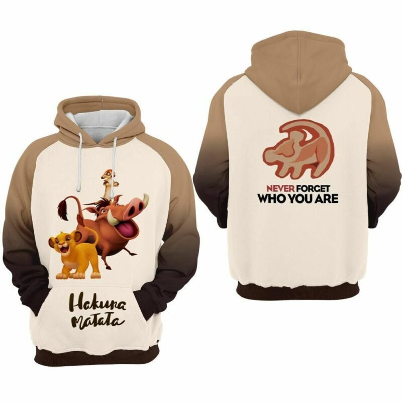Hakuna Matata Cartoon Lion The King Never Forget Who Are You Over Print 3d Hoodie Zip Hoodie
