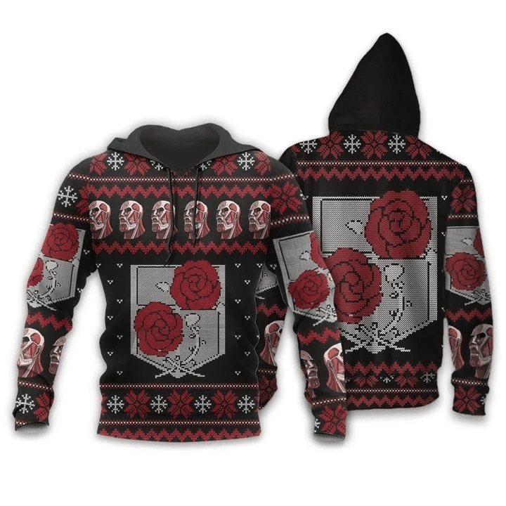 Attack On Titan Ugly Christmas Garrison 3d Hoodie Zip Hoodie