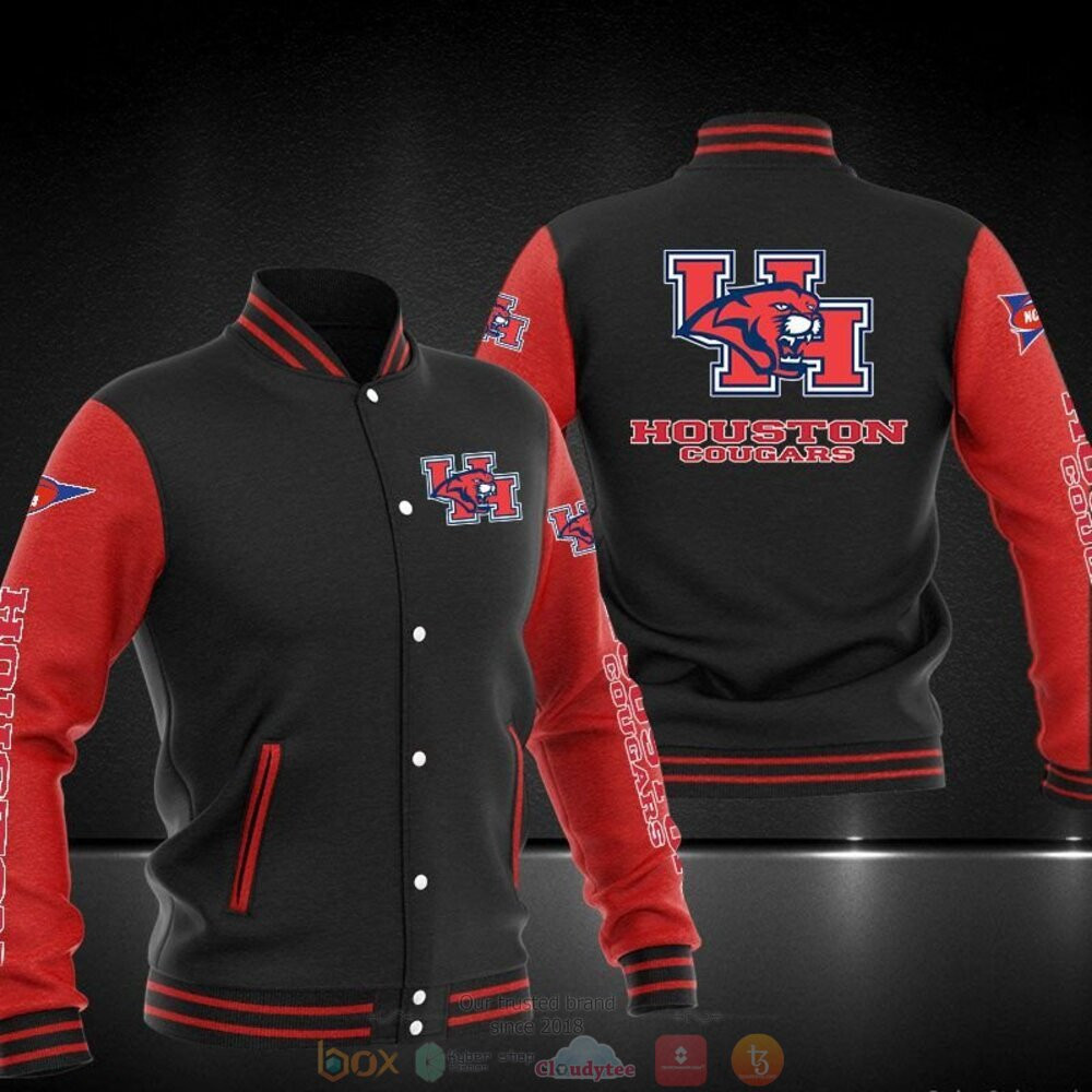 Houston Cougars Black Red Baseball Jacket