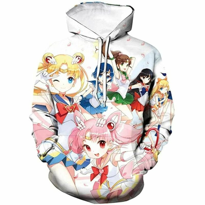 Yunhine Unisex Sailor Moon Lovers Over Print 3d Hoodie Zip Hoodie 1