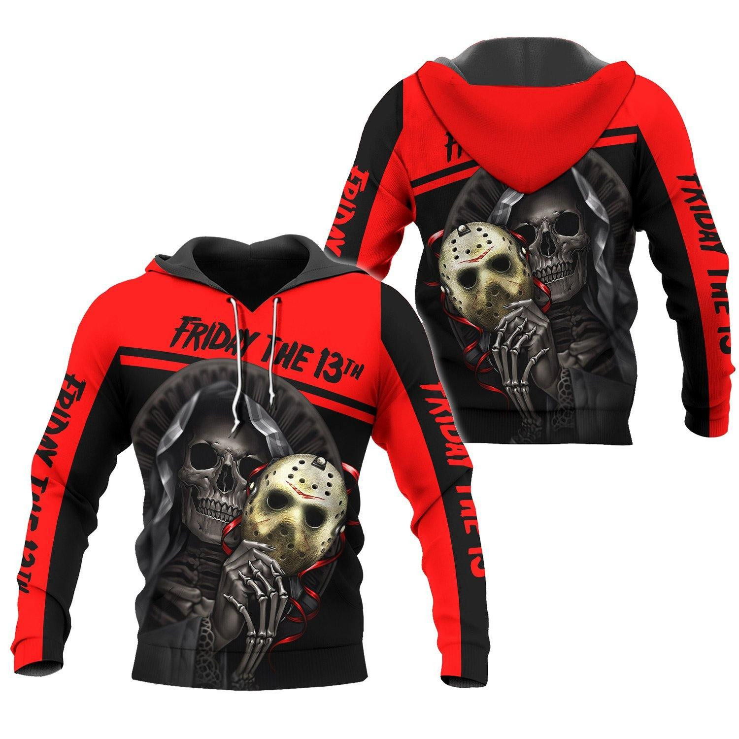 Friday The 13th Jason Voorhees, Skull Hold Jason Voorhees Ver20 All Over Print Hoodie, Zip Hoodie