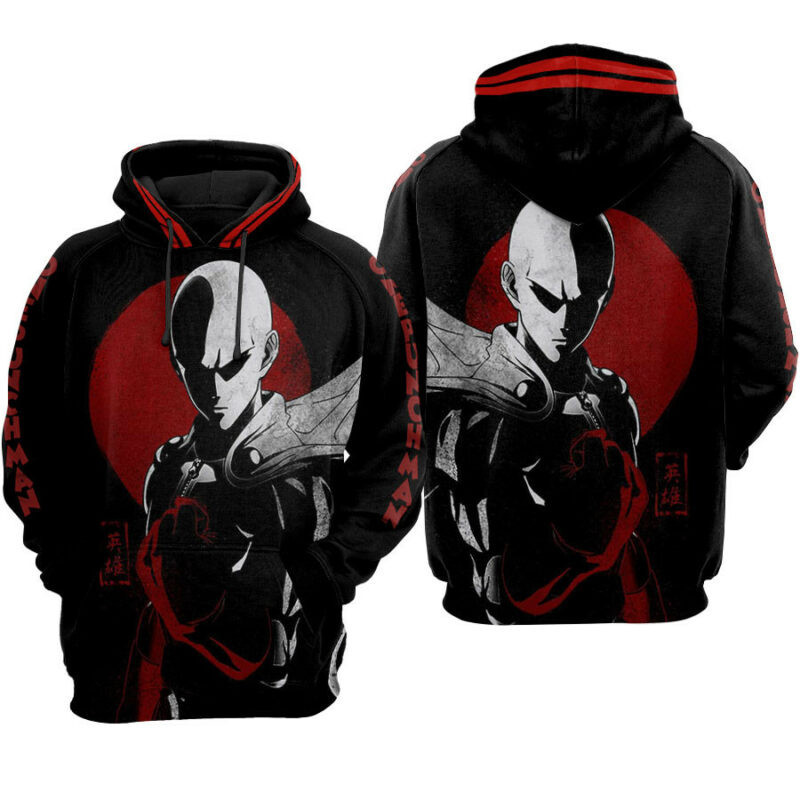 One Punch Man Black Hoodie Zip Hoodie