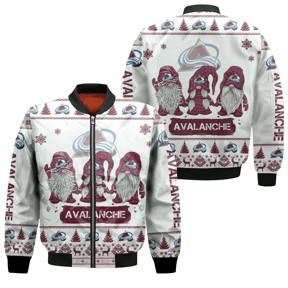 Colorado Avalanche Gnomes Ugly Christmas Bomber Jacket