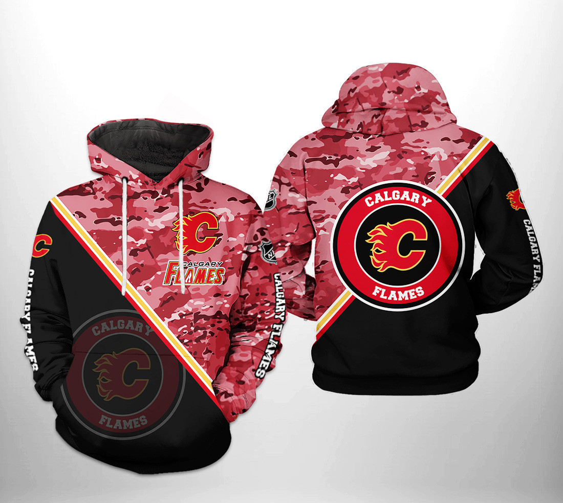Calgary Flames Camo Team 3D All Over Print Hoodie & Zip Hoodie