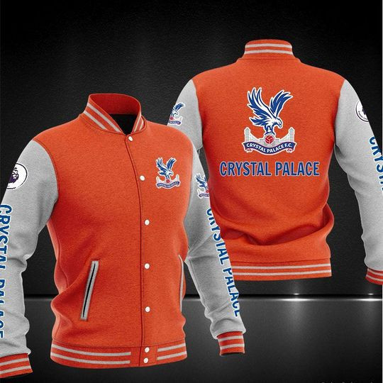 Crystal Palace FC Orange Grey Baseball Jacket