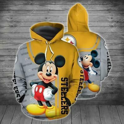 Steelers With Mickey 3D All Over Print Hoodie & Zip Hoodie