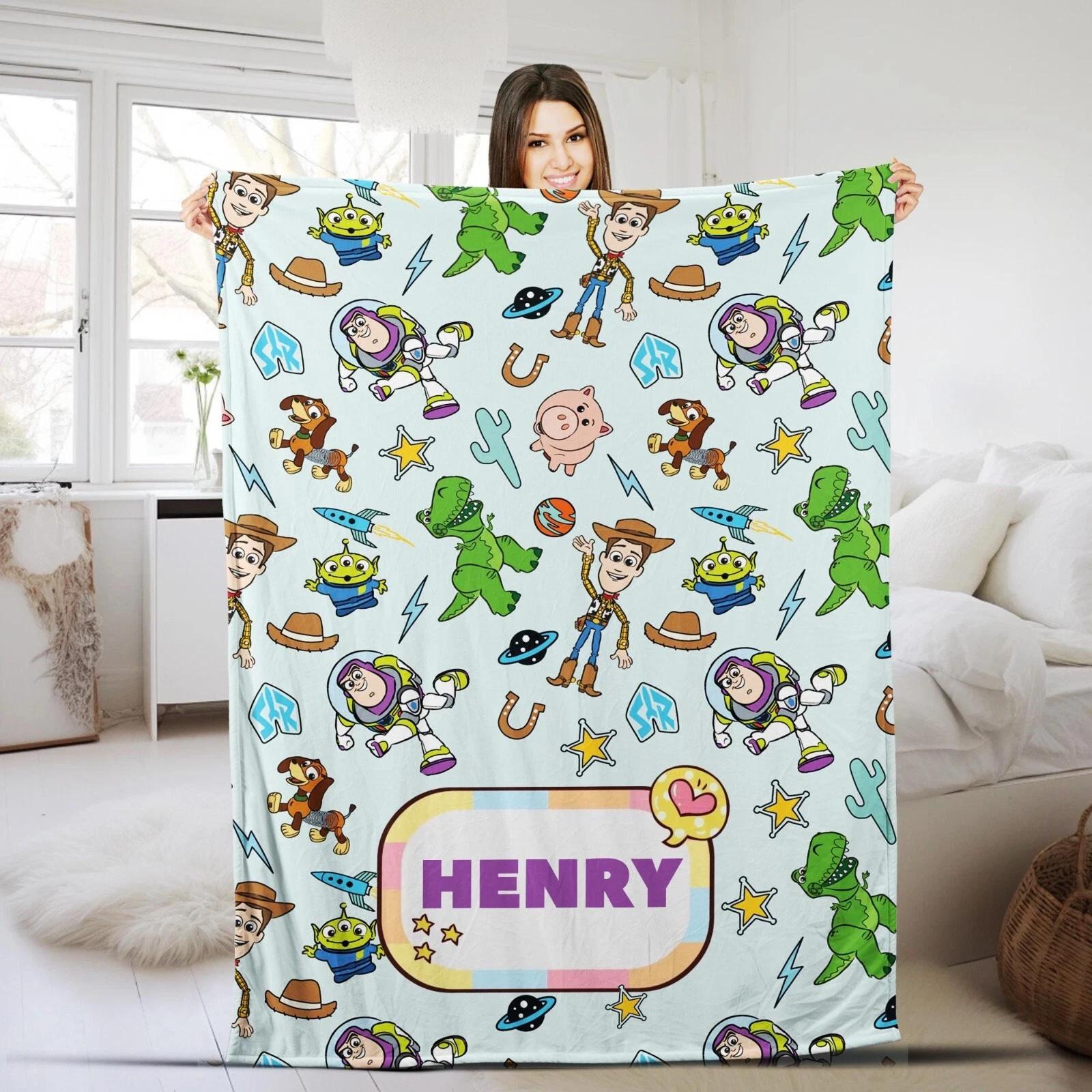 Personalized Toy Story Blanket Custom Name Fleece Sherpa Blanket