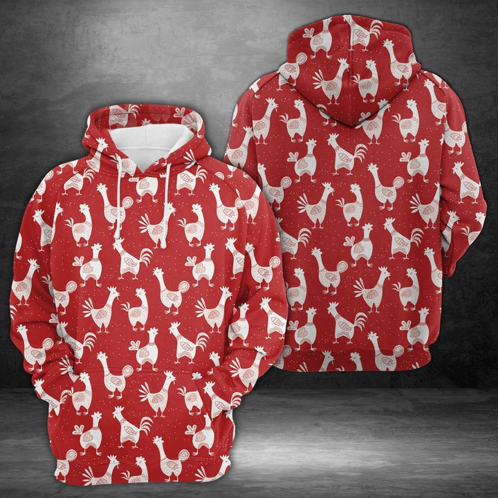 Roosters On The Red 3D All Over Print Hoodie & Zip Hoodie