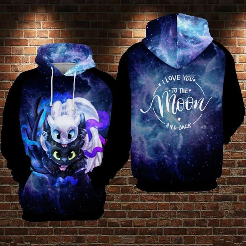 Stitch Cartoon Lilo And Stitch I Love You To The Moon And Back Over Print 3d Hoodie Zip Hoodie