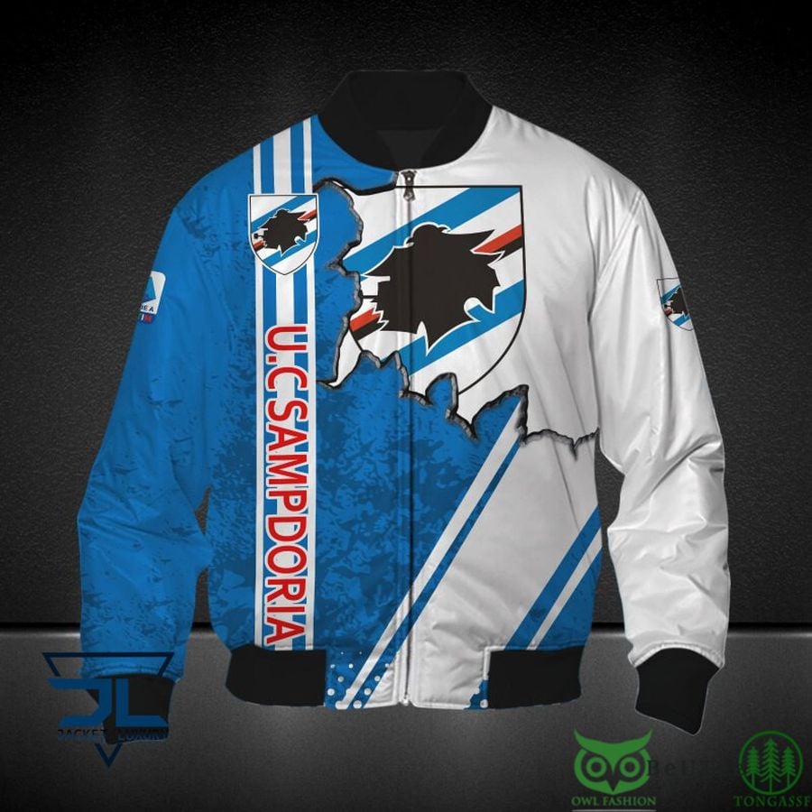 UC Sampdoria Blue White Bomber Jacket V2
