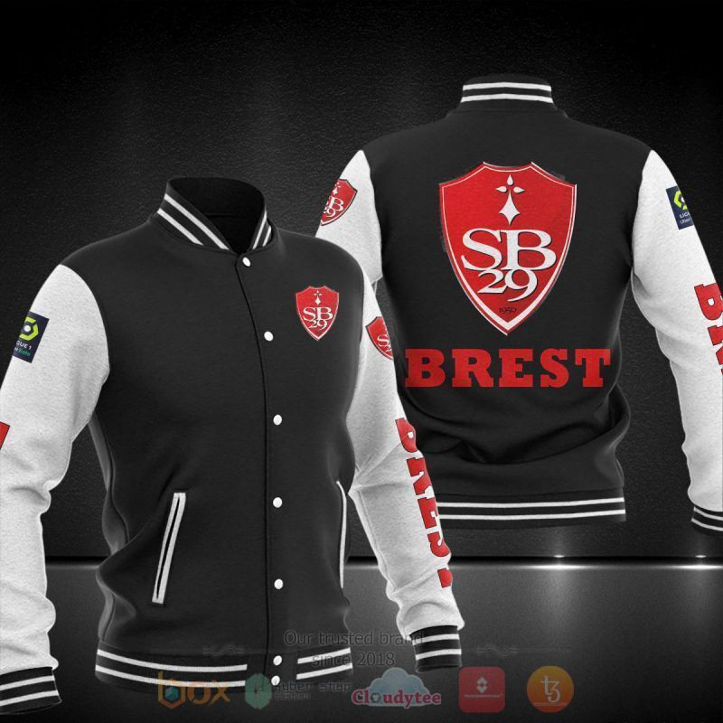 Stade Brestois 29 Black White Baseball Jacket