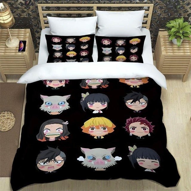Demon Slayer Bedding Set Demon Slayer Chibi Characters Duvet Covers