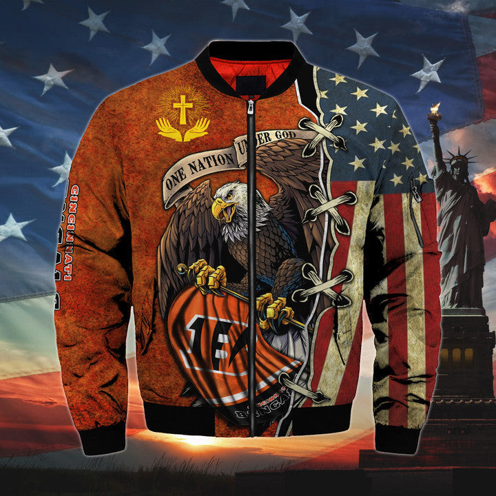 One Nation Under God Cincinnati Bengals Bomber Jackets