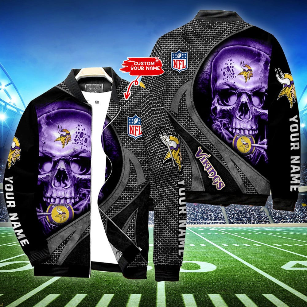Minnesota Vikings Personalized Bomber Jacket BG619