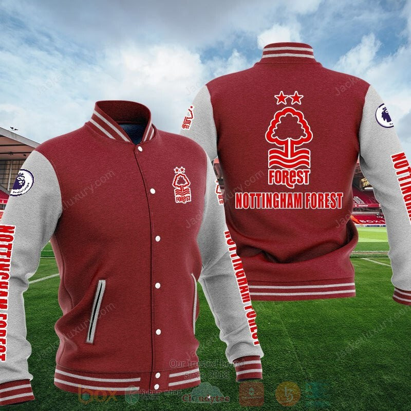 Nottingham Forest FC Red Grey Baseball Jacket