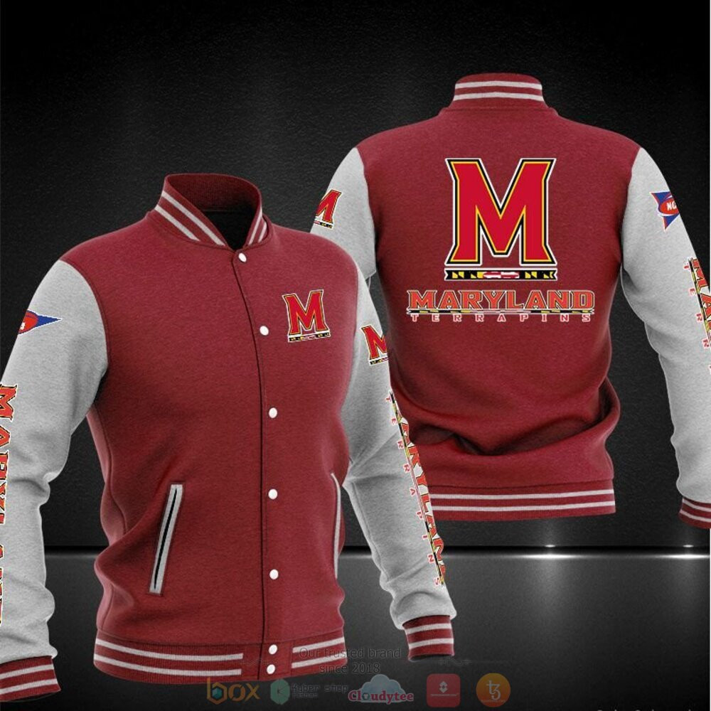 Maryland Terrapins Red Grey Baseball Jacket