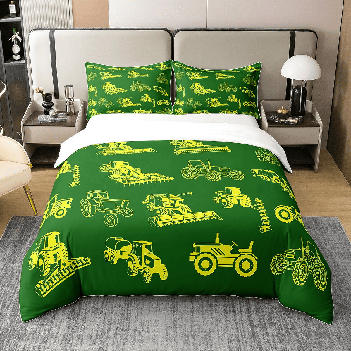 Farmer Bedding Set Farming Equipment Vehicle Pattern Duvet Covers