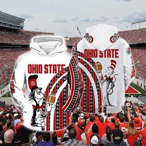 The Cat In The Hat Ohio State Buckeyes Ncaa Skull 3D All Over Print Hoodie & Zip Hoodie