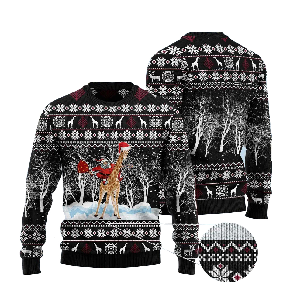 Giraffe And Santa Ugly Christmas Sweater