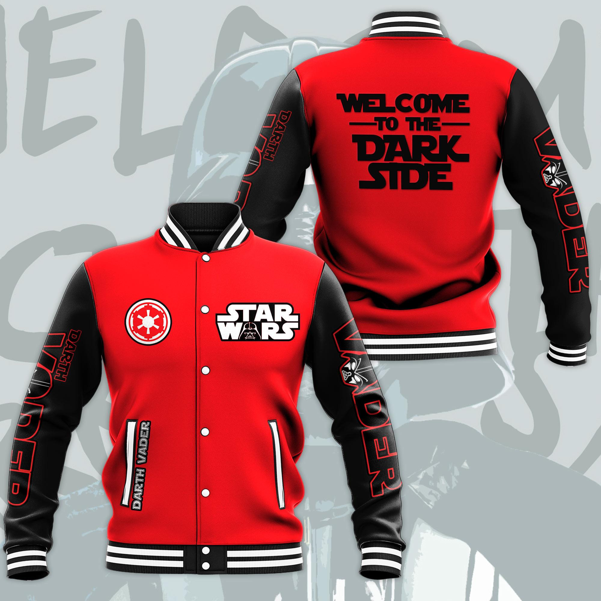 Darth Vader Baseball Jacket, Welcome To The Darkside Baseball Jacket, Star Wars Baseball Jacket 2