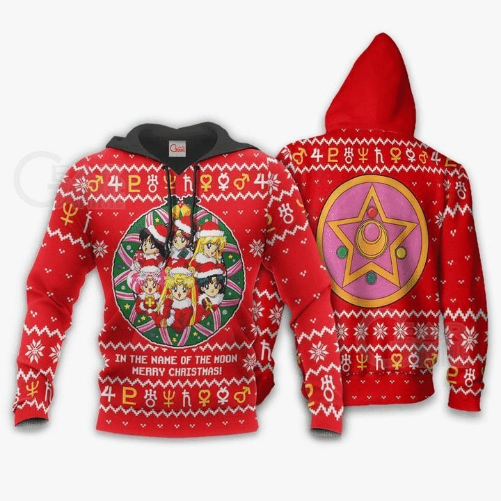 Sailor Moon Ugly Christmas In The Name Of The Moon Merry Christmas 3d Hoodie Zip Hoodie