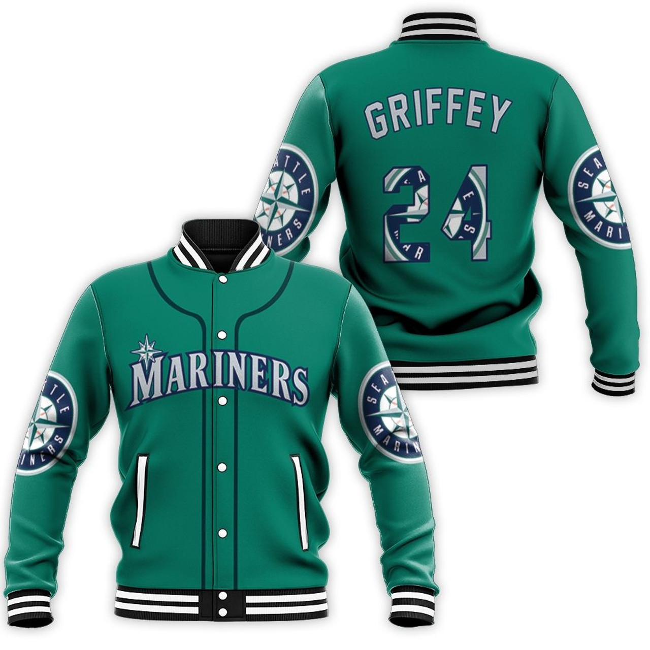 Seattle Mariners Ken Griffey Jr 24 Green Baseball Jacket