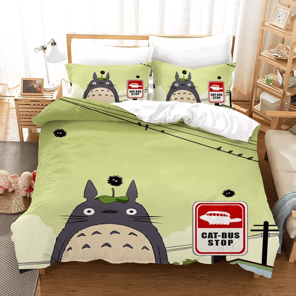 SGhibli Bedding Set Totoro And Cat Bus Stop Duvet Covers