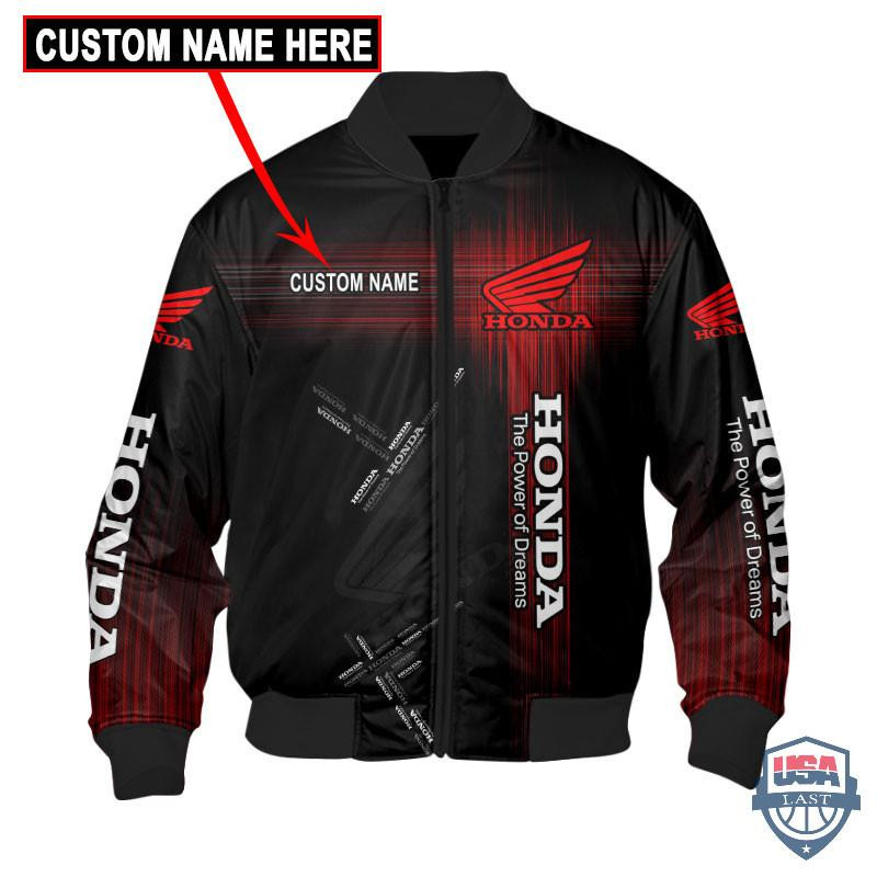 Honda Wing Logo Flash Custom Name Bomber Jacket