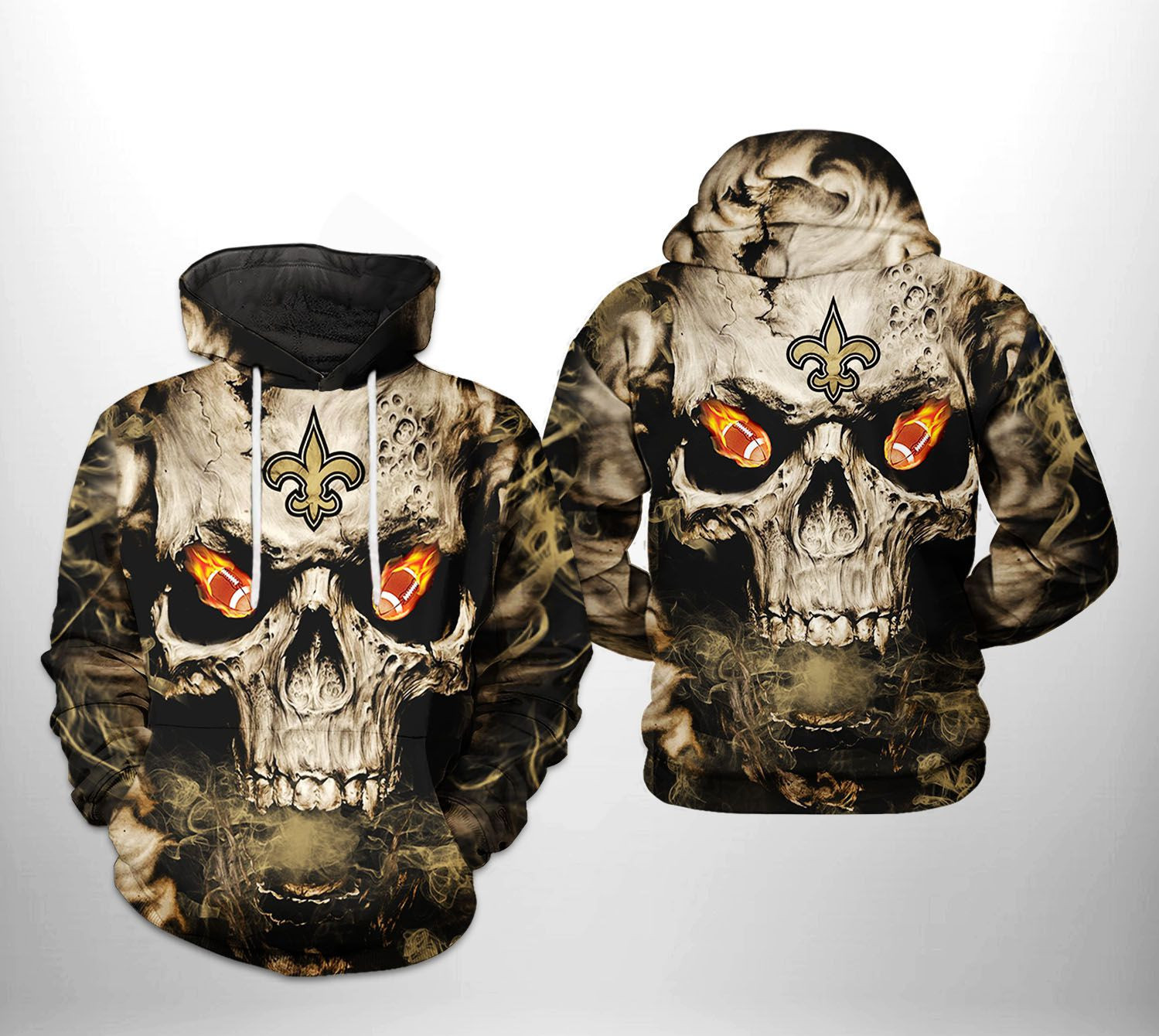 New Orleans Saints Skull Team 3D All Over Print Hoodie & Zip Hoodie