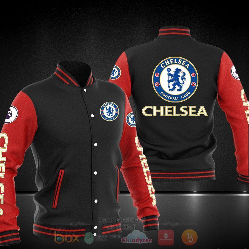 Chelsea FC Black Red Baseball Jacket