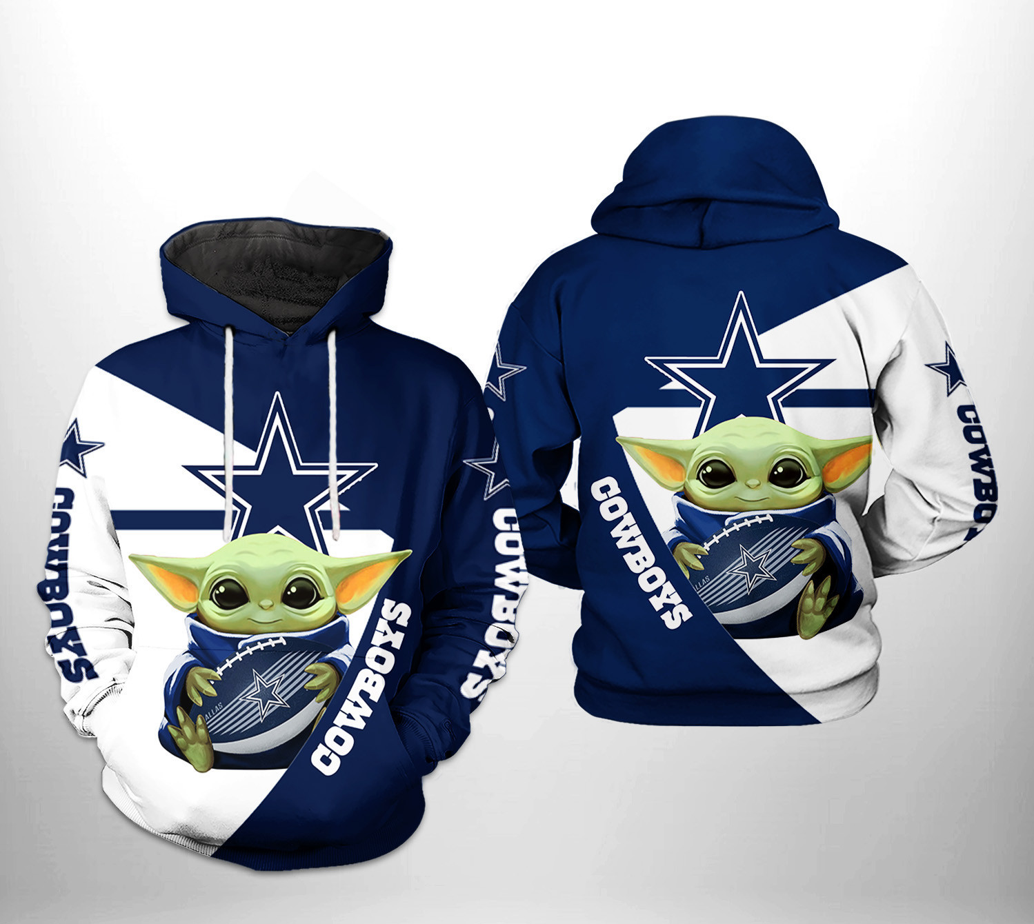 Cowboys Baby Yoda Team 3D All Over Print Hoodie & Zip Hoodie