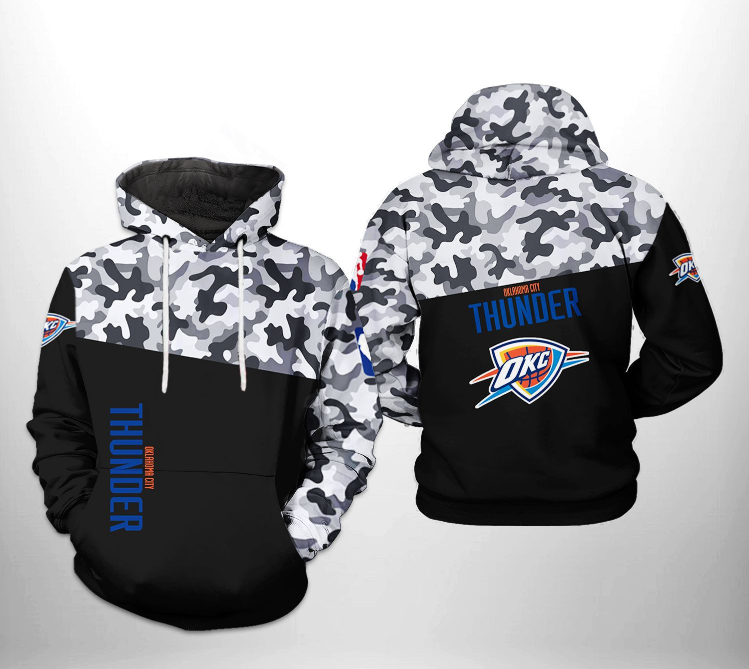 Oklahoma City Thunder Camo Veteran Team 3D All Over Print Hoodie & Zip Hoodie